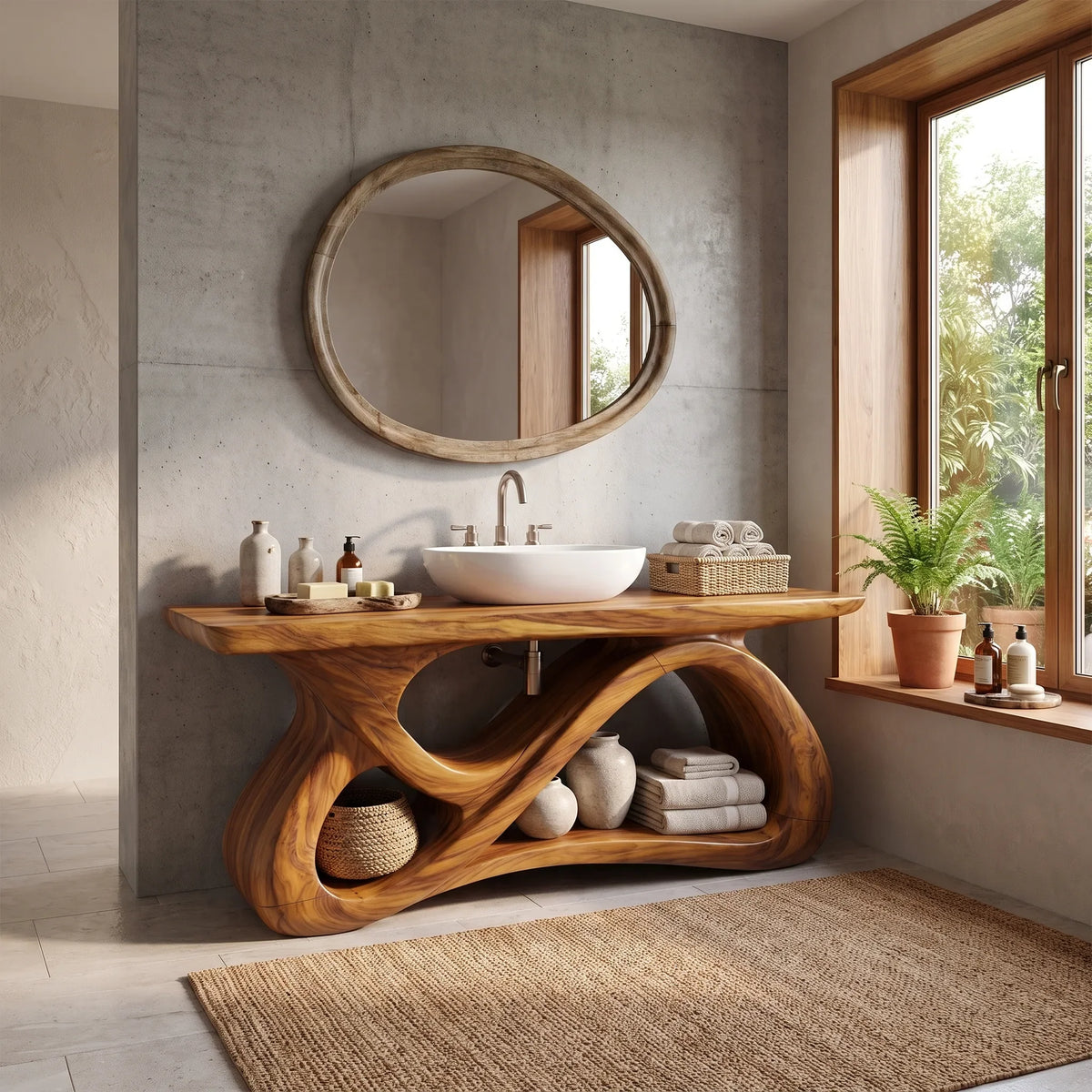 Elegant Bathroom Vanity Bathroom Vanity With Sink Freestanding Bathroom Vanity Loop Base Open Shelf For Master Bathroom