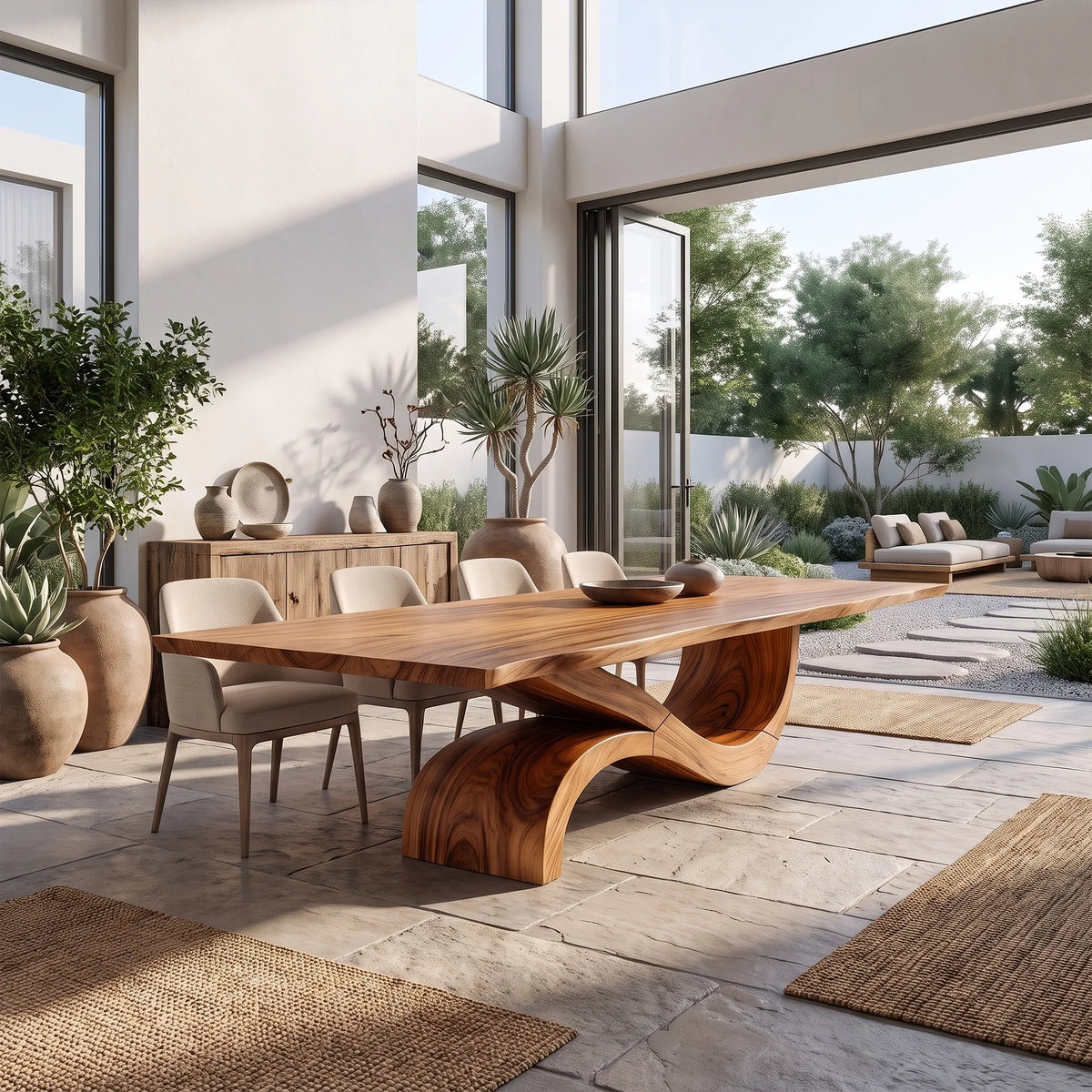 Flowing Rectangle Dining Table Modern Dining Room Table For Open Dining Space