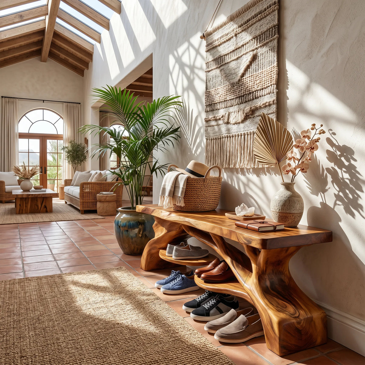 Industrial Shoe Bench Storage For Loft Entryway Hallway Placement