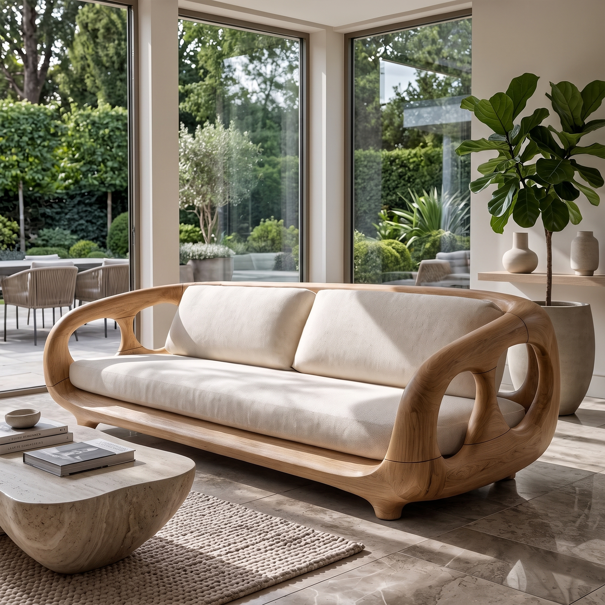 Modern Sculptural Sofa For Living Room And Sunroom