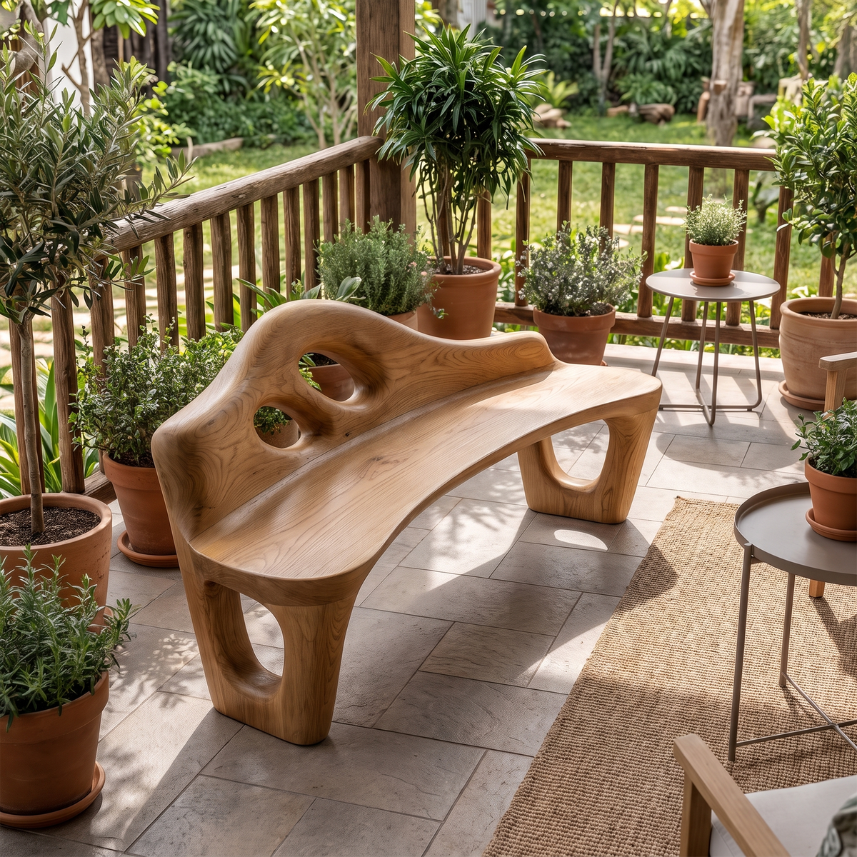 Sculptural Bench Handcrafted Freeform Design For Home