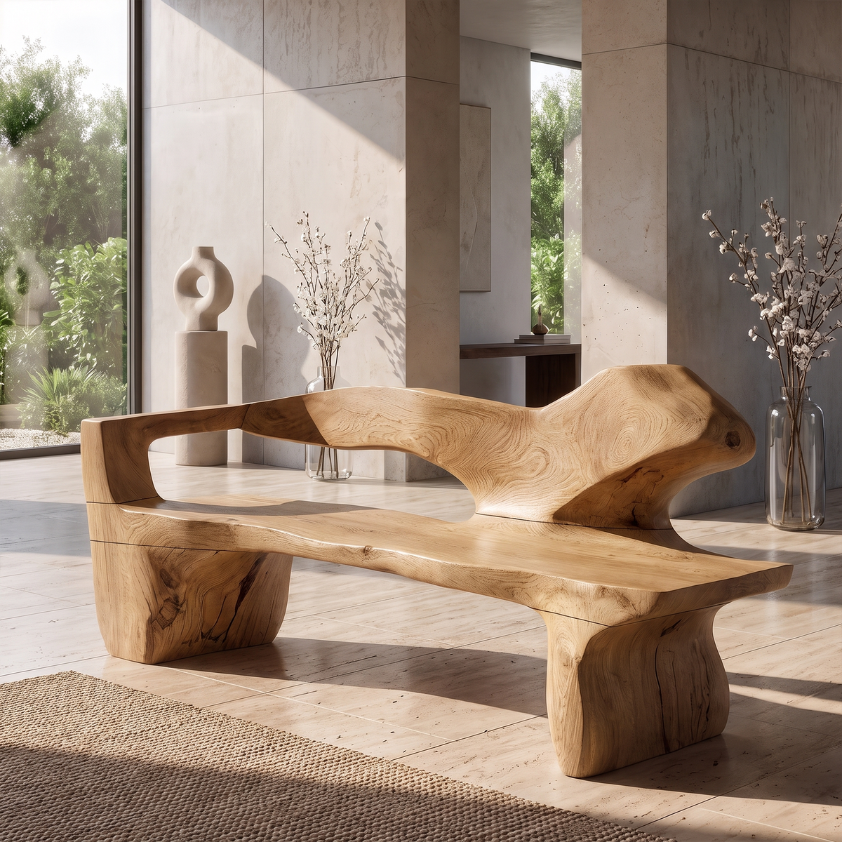 Rustic Bench Handcrafted Live Edge Design For Entryway