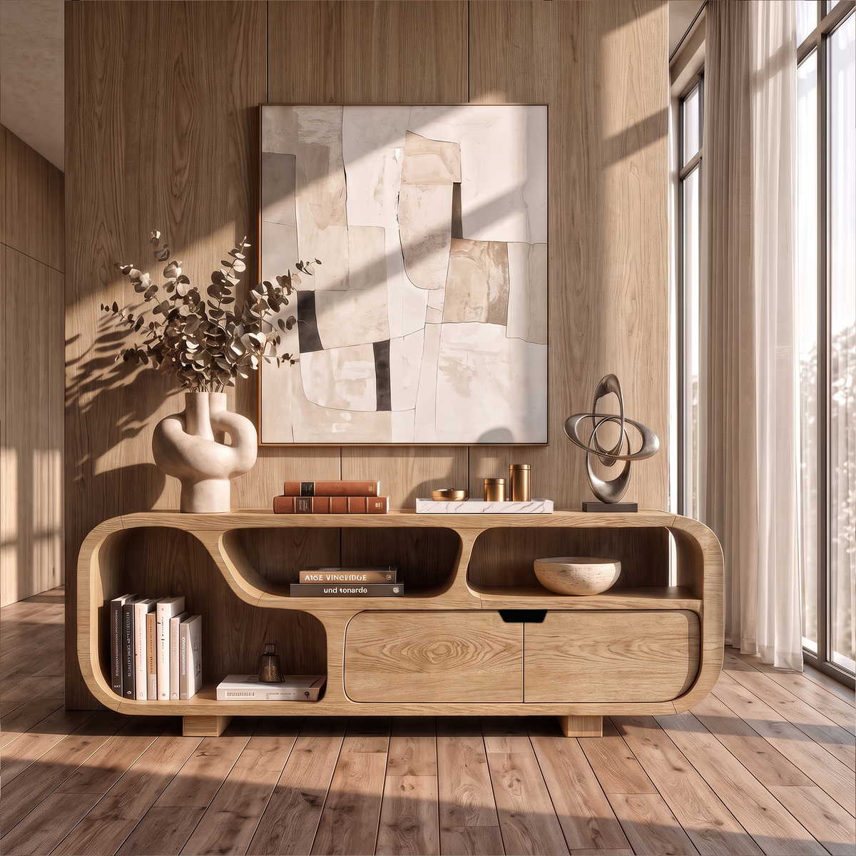 Contemporary Sideboard With Floating Drawer Design For Living Room