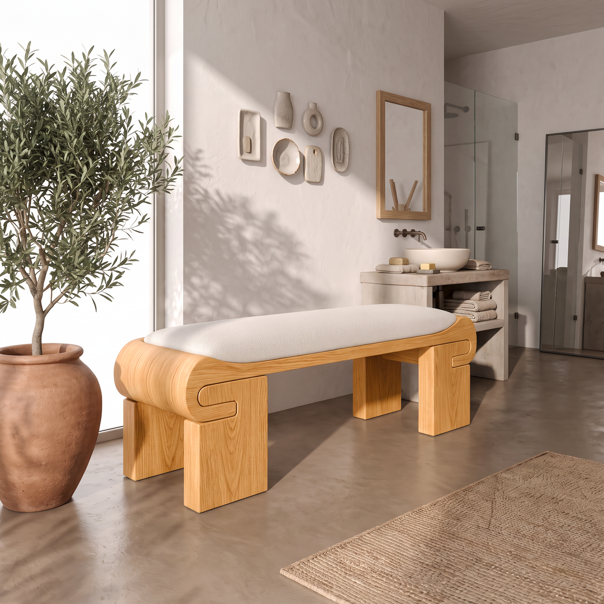 Modern Bench With Low Profile Design For Dressing Room