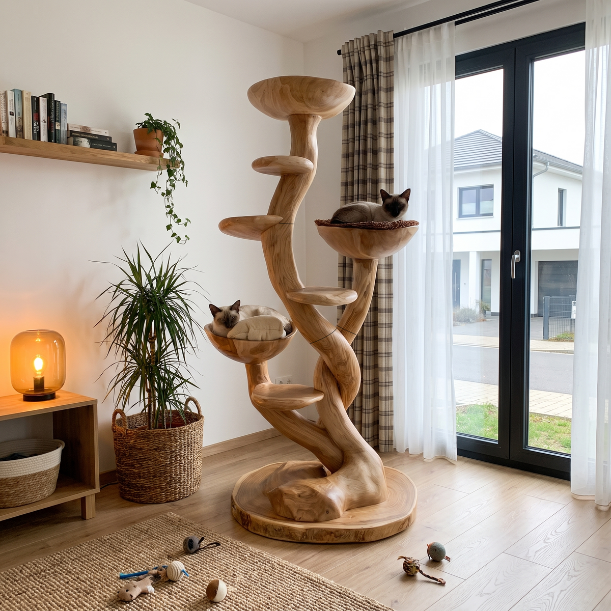 Organic Sculptural Cat Tree With Multi Level Platforms For Indoor Cats