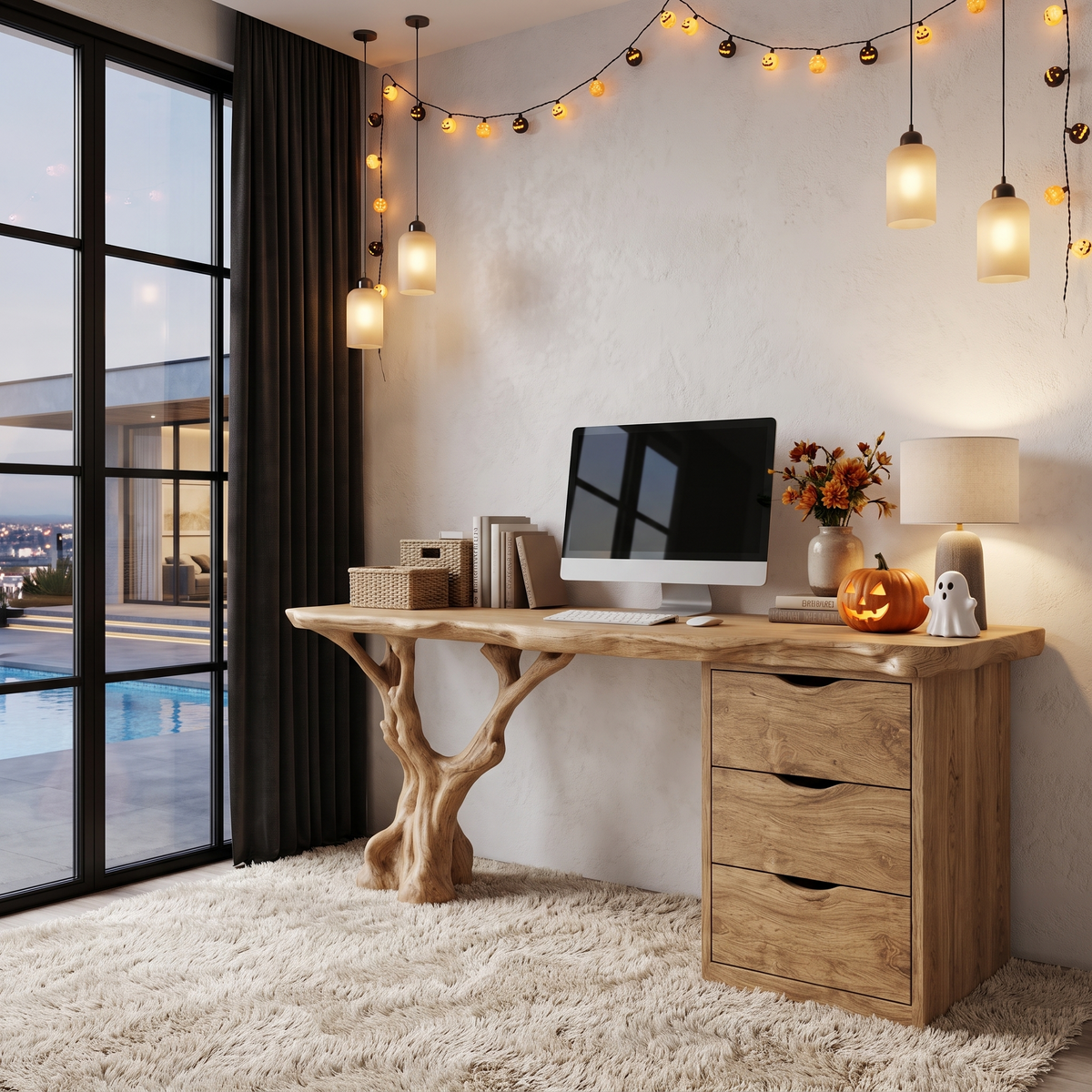 Mid Century Halloween Desk Branch Design For Study Room And Workspace