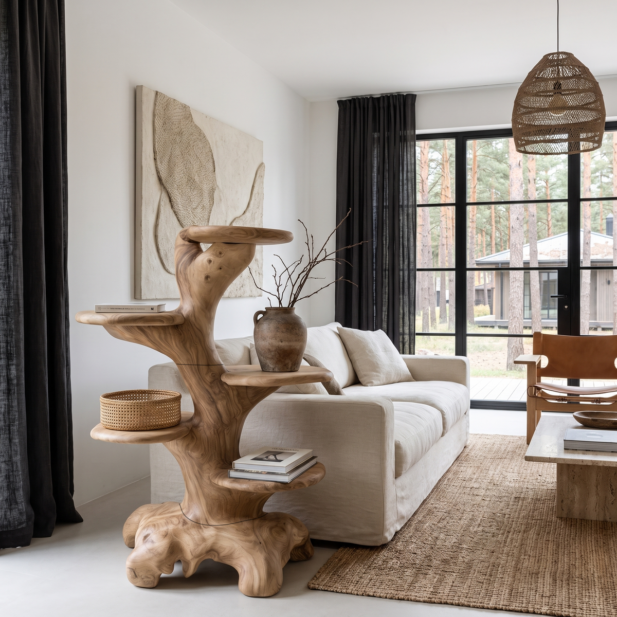Minimalist Side Table With Integrated Storage For Living Room