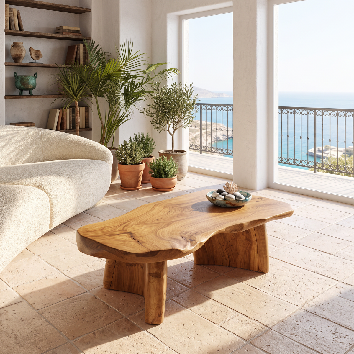 Organic Modern Live Edge Coffee Table With Natural Edge Design For Living Room
