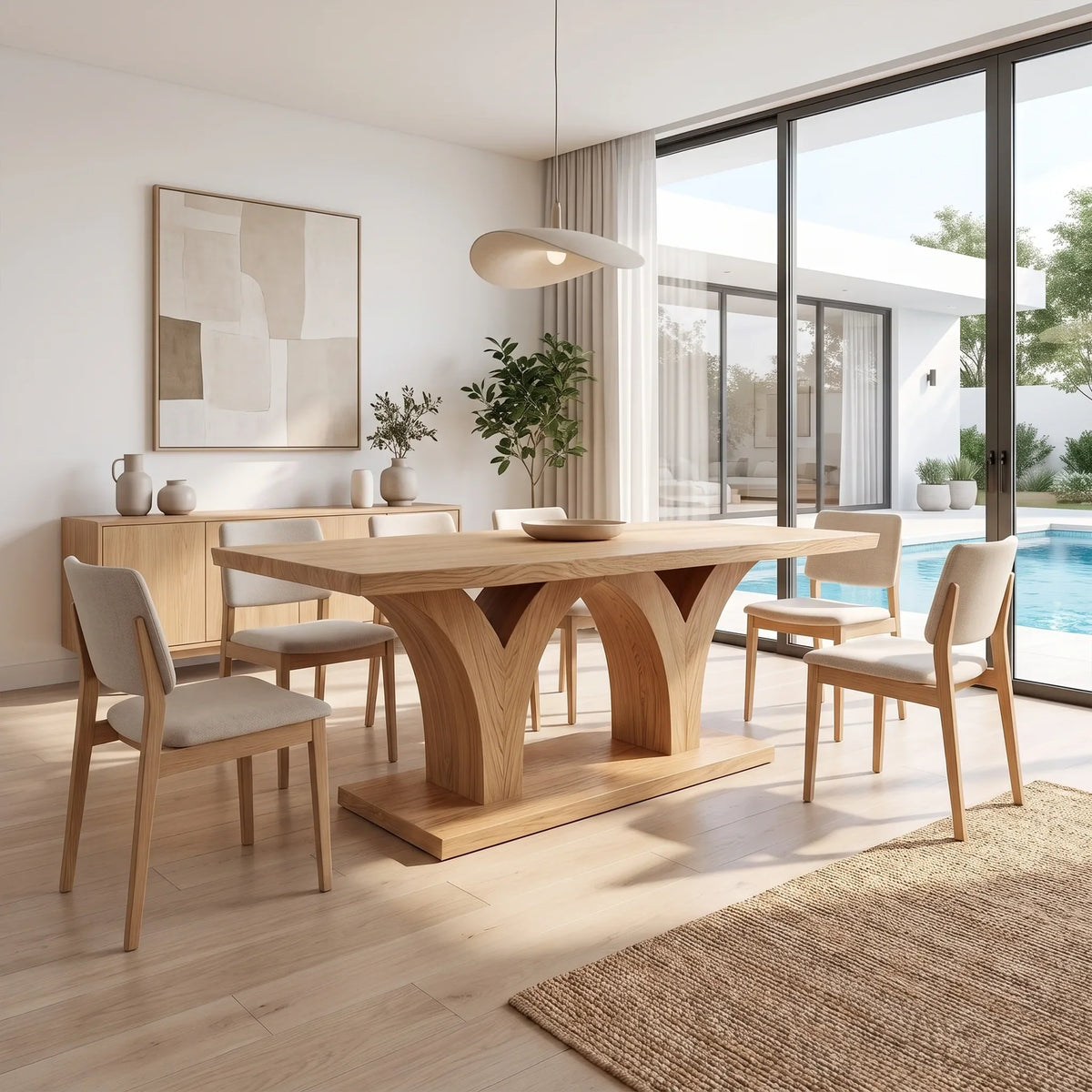 Warm Dining Table Rectangle Dining Room Table Curved Pedestal Base For Dining Room