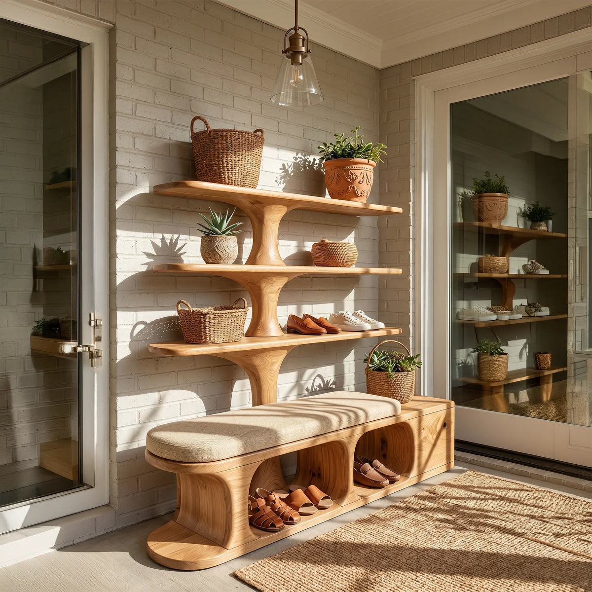 Modern Shoe Rack Bench For Entryway Lounge Living Corner