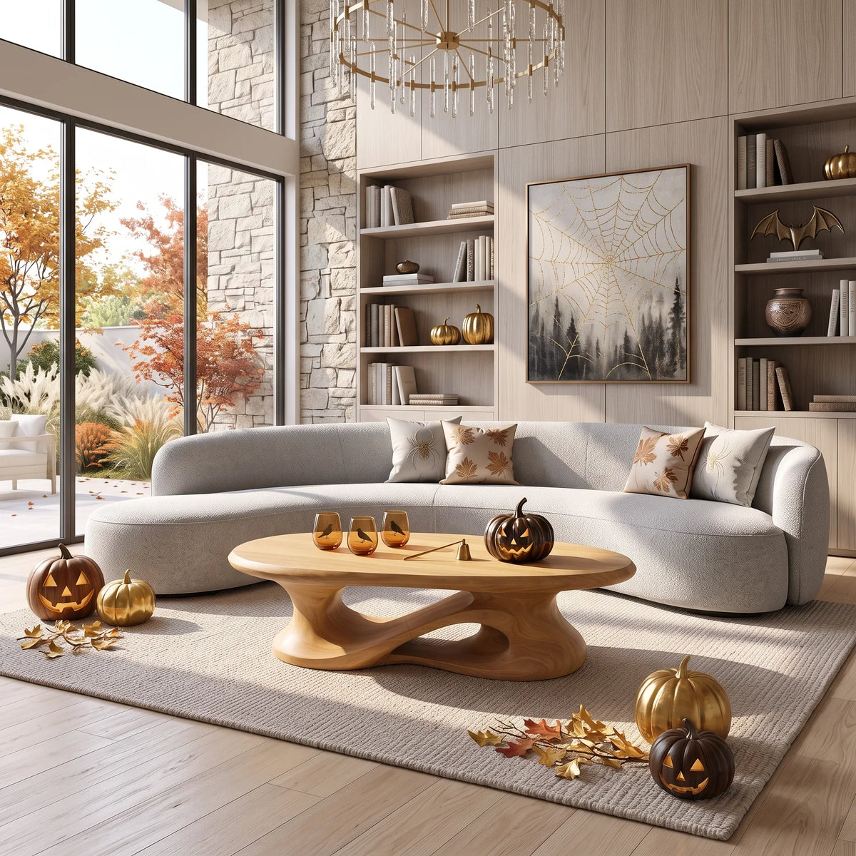 Contemporary Halloween Curved Coffee Table For Home Interior