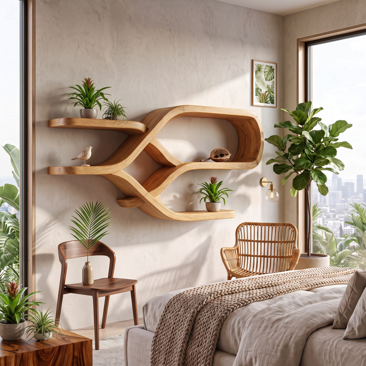 Modern Organic Floating Display Shelves For Bedroom