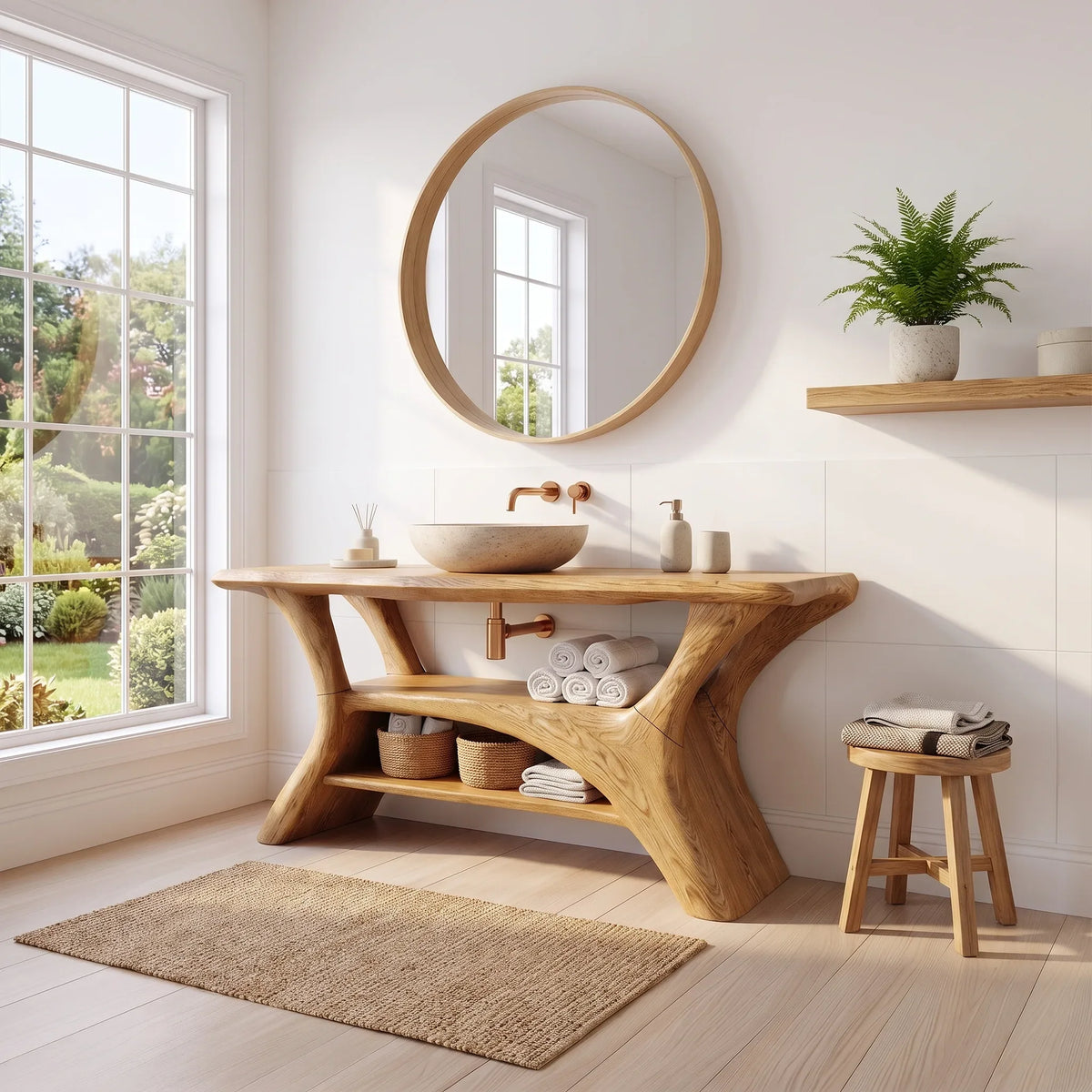 Refined Modern Bathroom Vanity Bathroom Vanity With Sink Wooden Bathroom Vanity Dual Open Shelves For Primary Bathroom