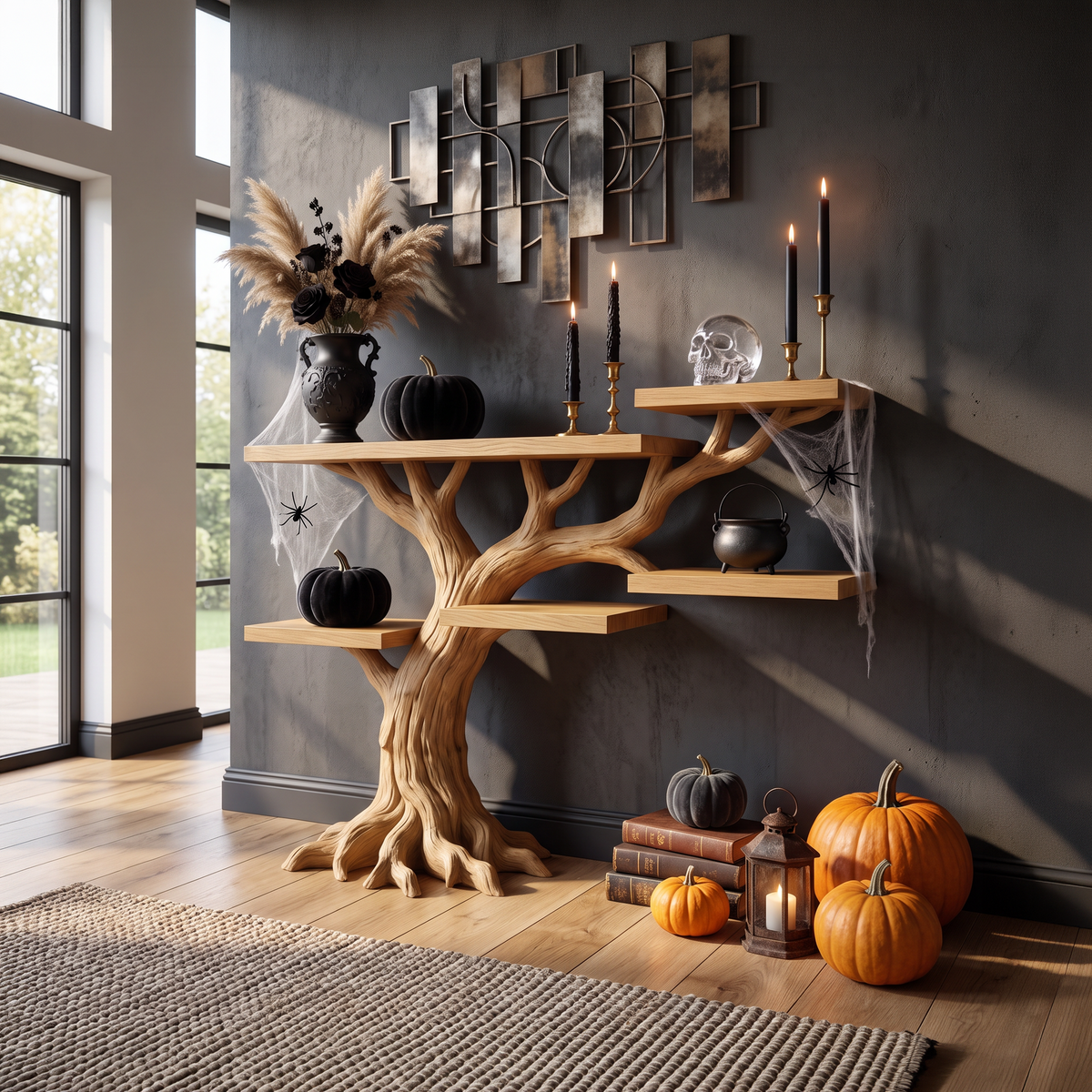 Minimalist Twisted Tree Accent Table For Witchy Halloween Vibes