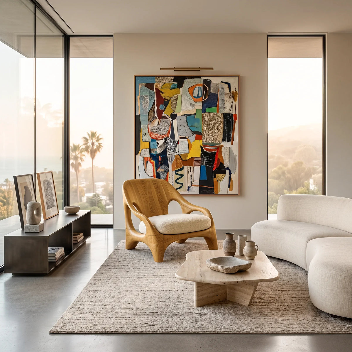 Modern Accent Chair With Organic Loop Frame For Living Room