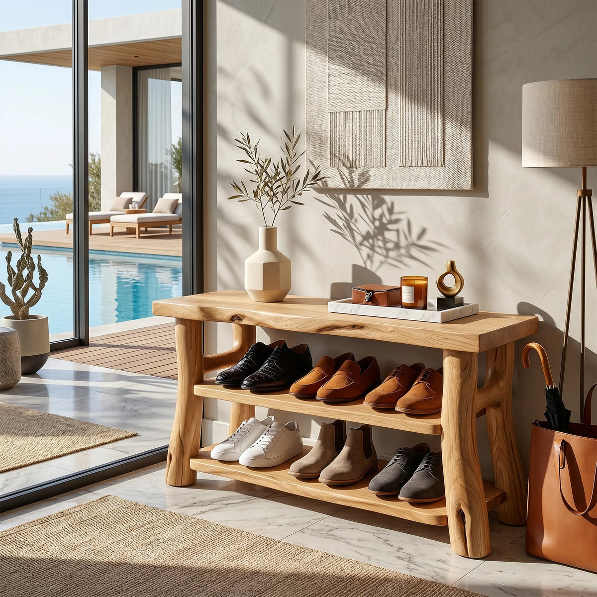 Modern Tall Shoe Rack For Apartment Hallway Storage Section