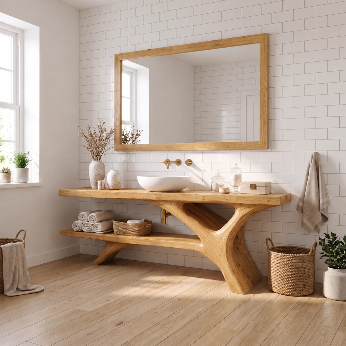 Organic Modern Bathroom Vanity Bathroom Vanity With Sink Open Shelf Design For Spa Bathroom