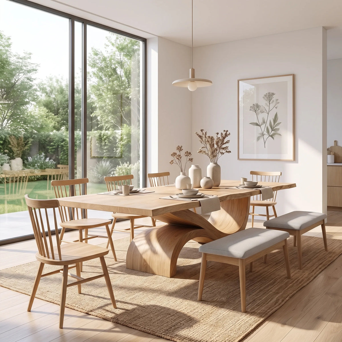Flowing Rectangle Dining Table Modern Dining Room Table For Open Dining Space