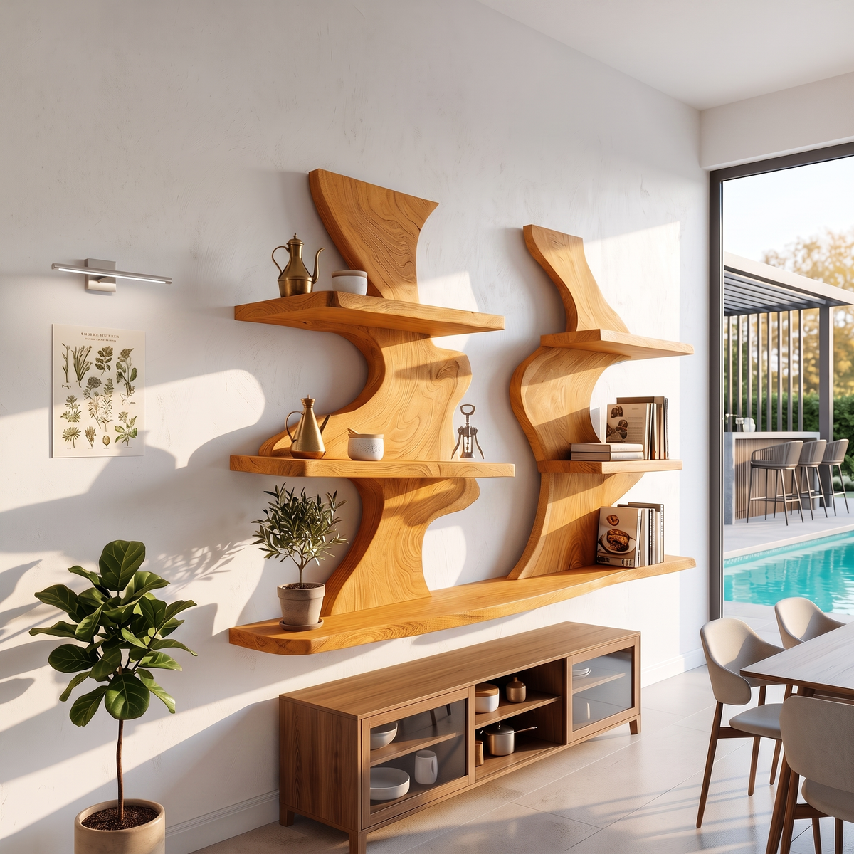 Organic Modern Decorative Wall Shelves For Living Room