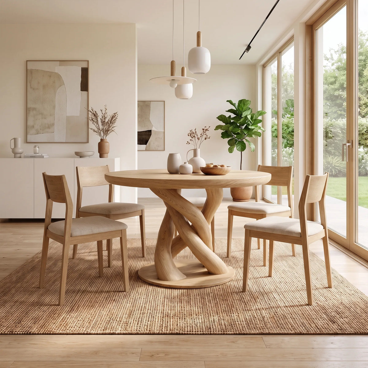 Airy Round Dining Table Dining Room Table Intertwined Base For Kitchen Dining Area