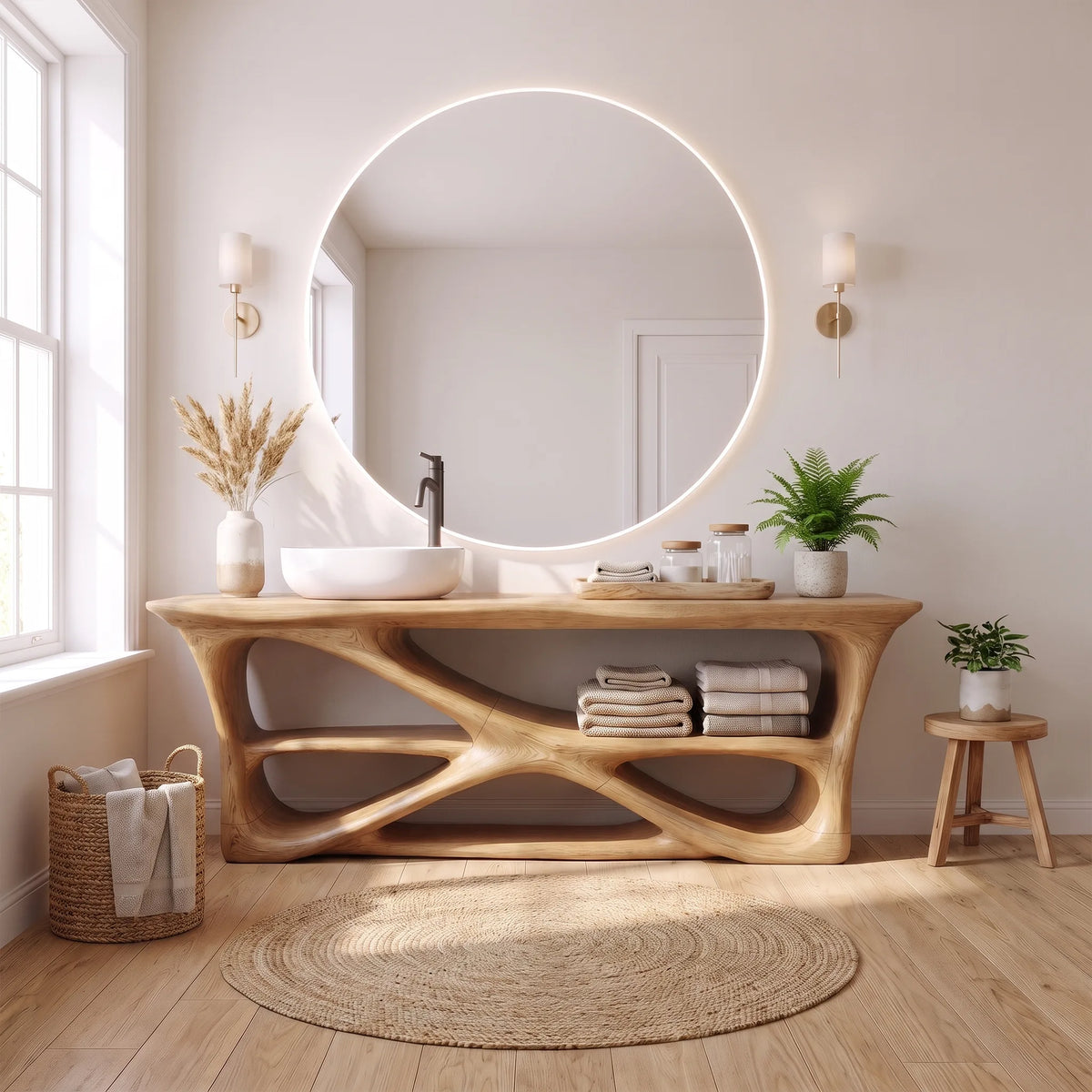 Serene Modern Bathroom Vanity Bathroom Vanity With Sink Freestanding Bathroom Vanity Open Shelf Design For Spa Bathroom