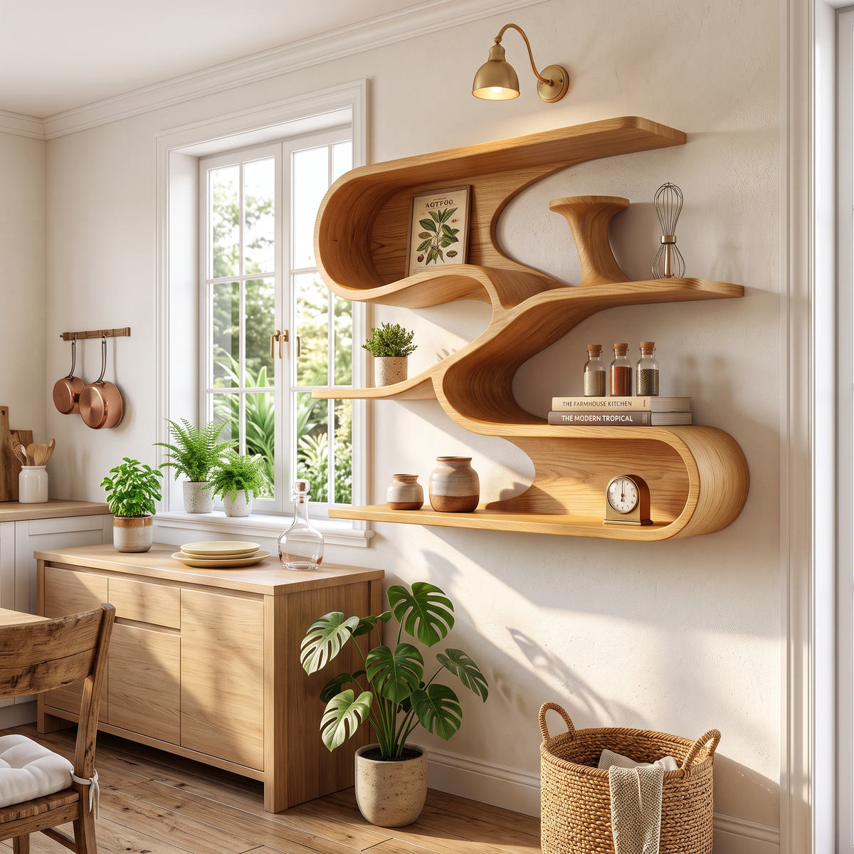 Modern Organic Decorative Wall Shelves For Bathroom