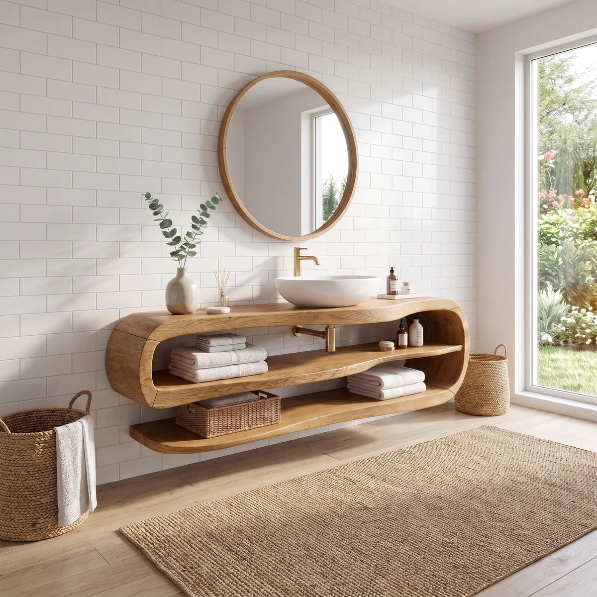 Peaceful Floating Bathroom Vanity Bathroom Vanity With Sink Modern Bathroom Vanity Long Double Shelf For Spa Bathroom