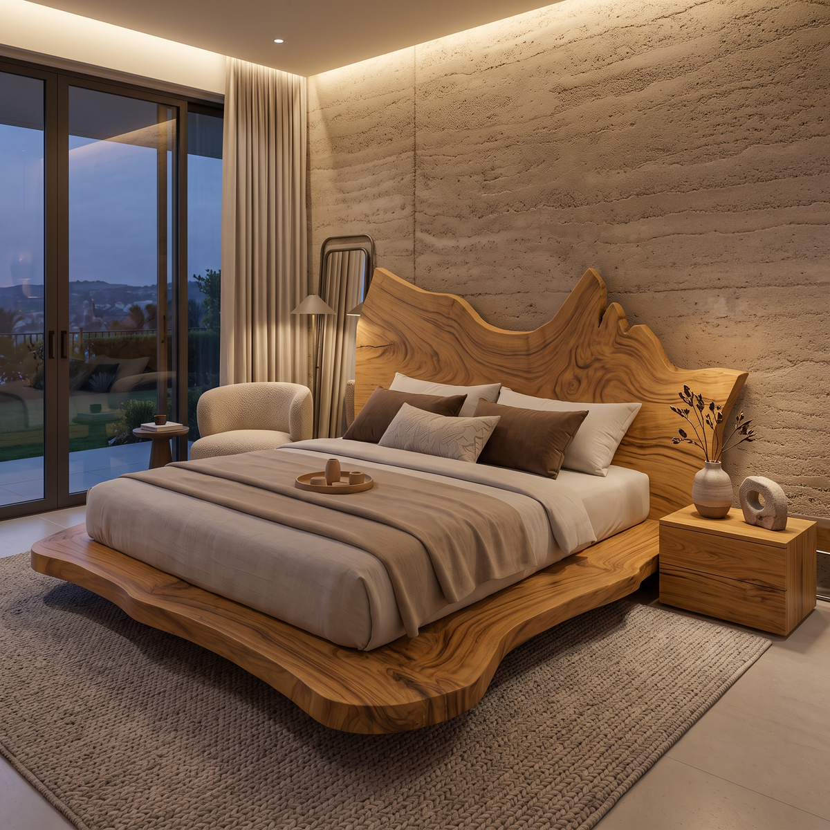 Contemporary Live Edge Bed Frame For Master Bedroom