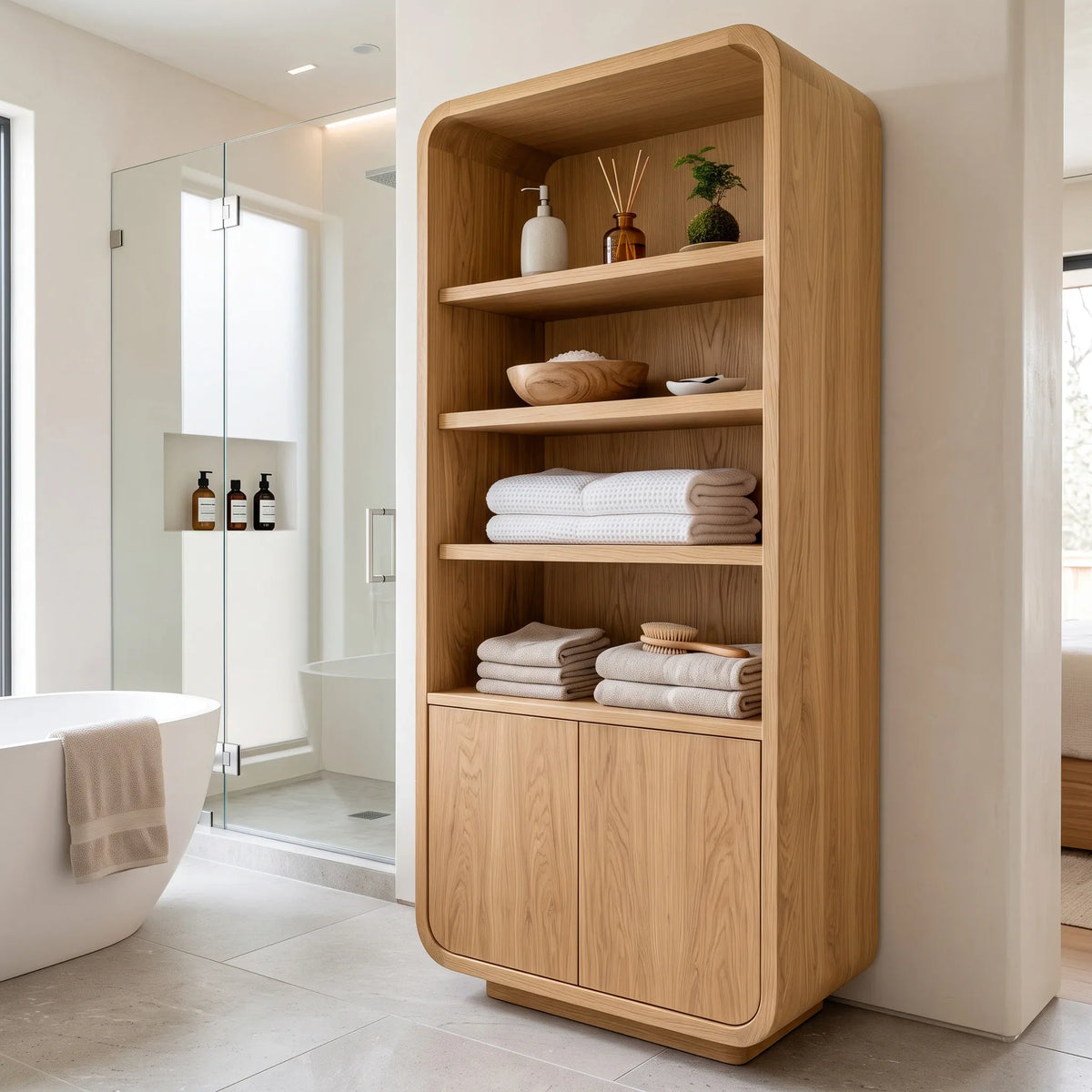 Modern Tall Bathroom Cabinet With Storage Doors For Bathroom