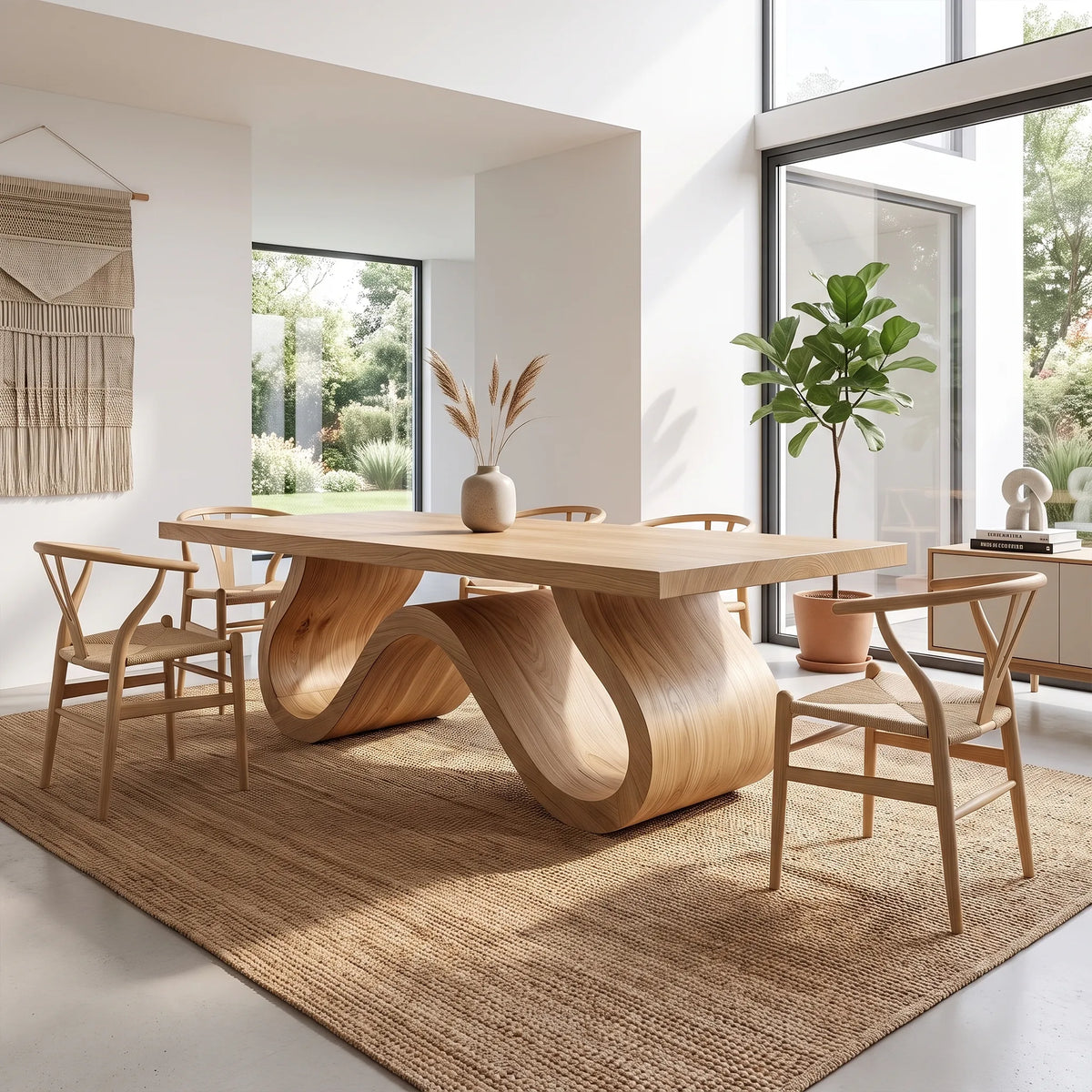 Sculptural Modern Dining Table Rectangle Dining Room Table For Living Room