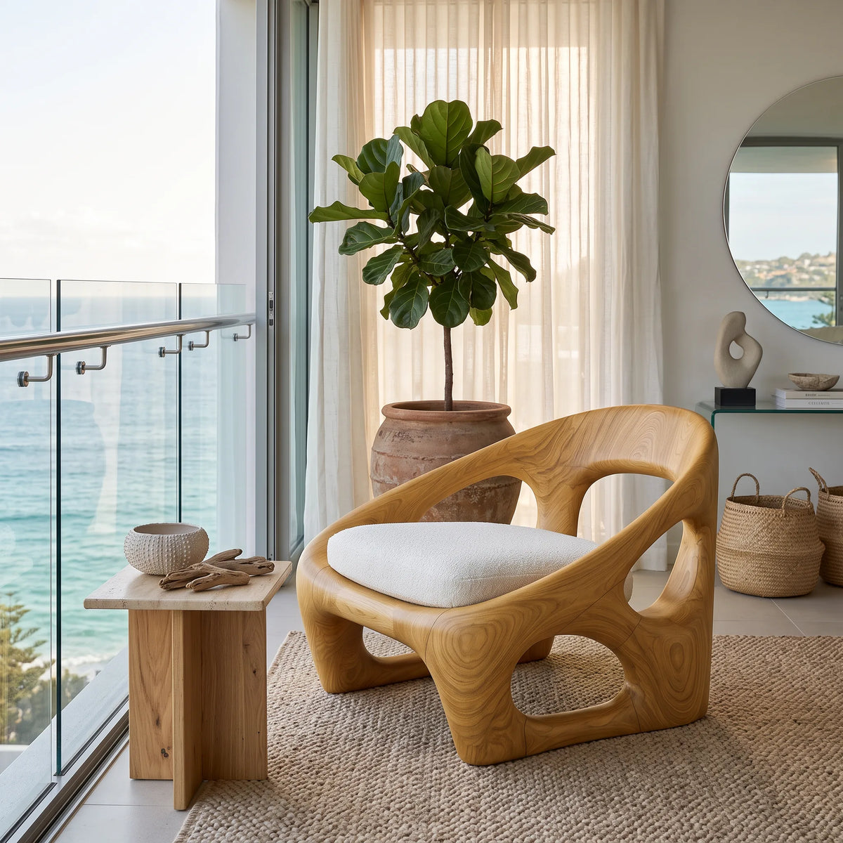 Modern Armchair With Biomorphic Open Frame For Luxury Living Room