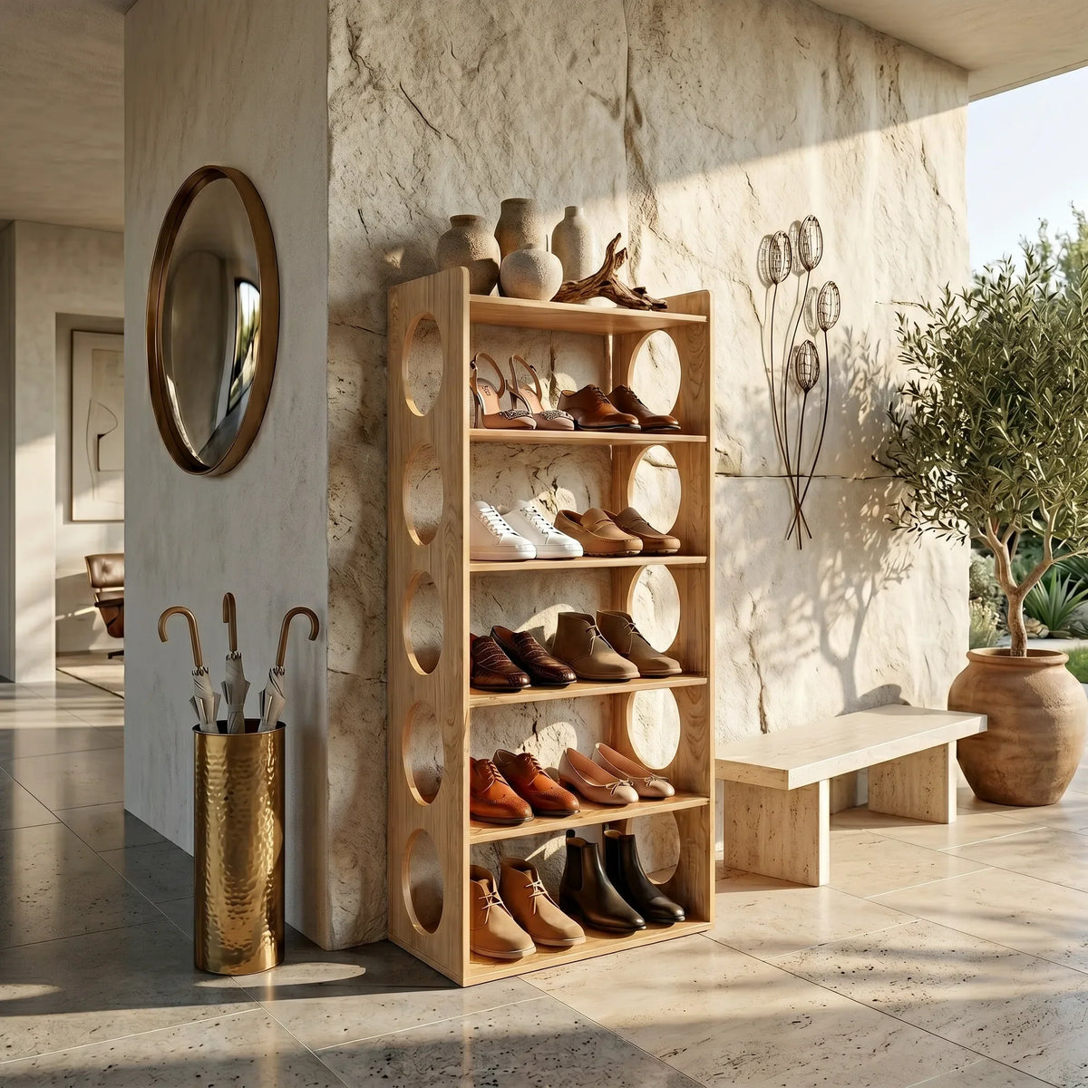 Industrial Tall Shoe Storage Rack For Loft Hallway Display Corner