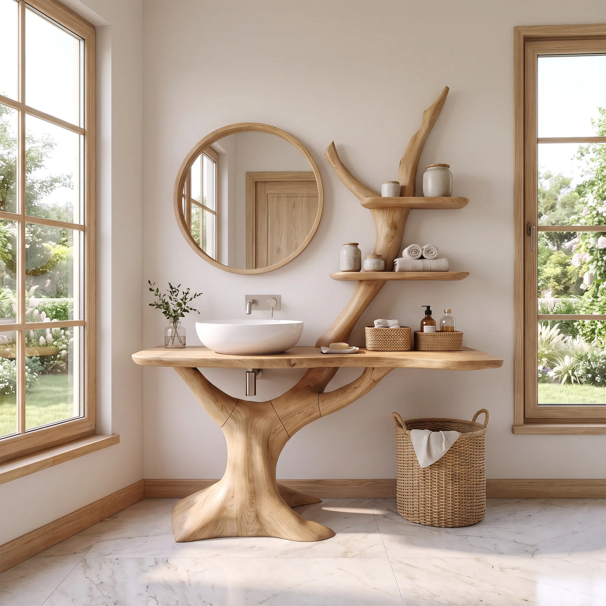 Artistic Bathroom Vanity With Sink Wooden Bathroom Vanity Modern Bathroom Vanity Tree Inspired Shelving For Contemporary