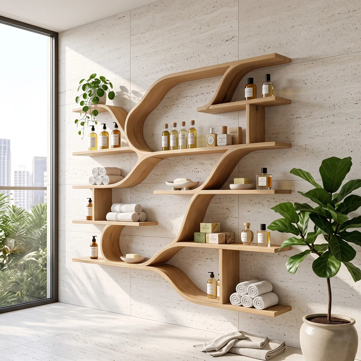 Farmhouse Floating Wood Shelves For Kitchen