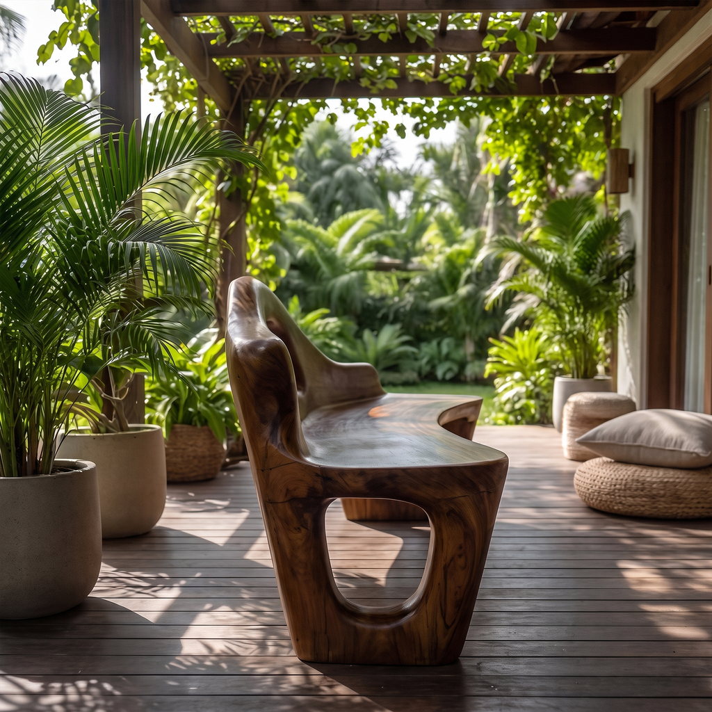 Sculptural Bench Handcrafted Freeform Design For Home