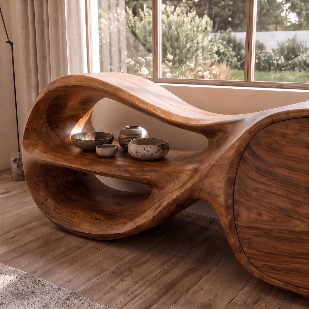Modern Sideboard With Sculptural Curved Frame For Living Room