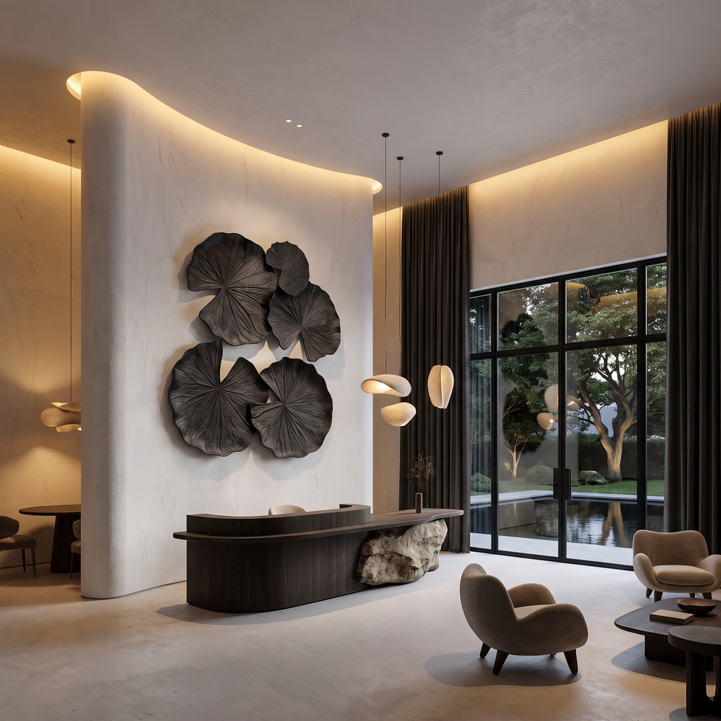 Modern Wood Wall Sculpture With Abstract Floral Design For Living Room