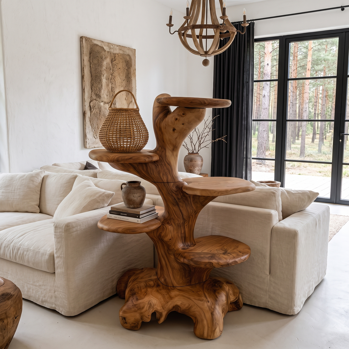 Minimalist Side Table With Integrated Storage For Living Room