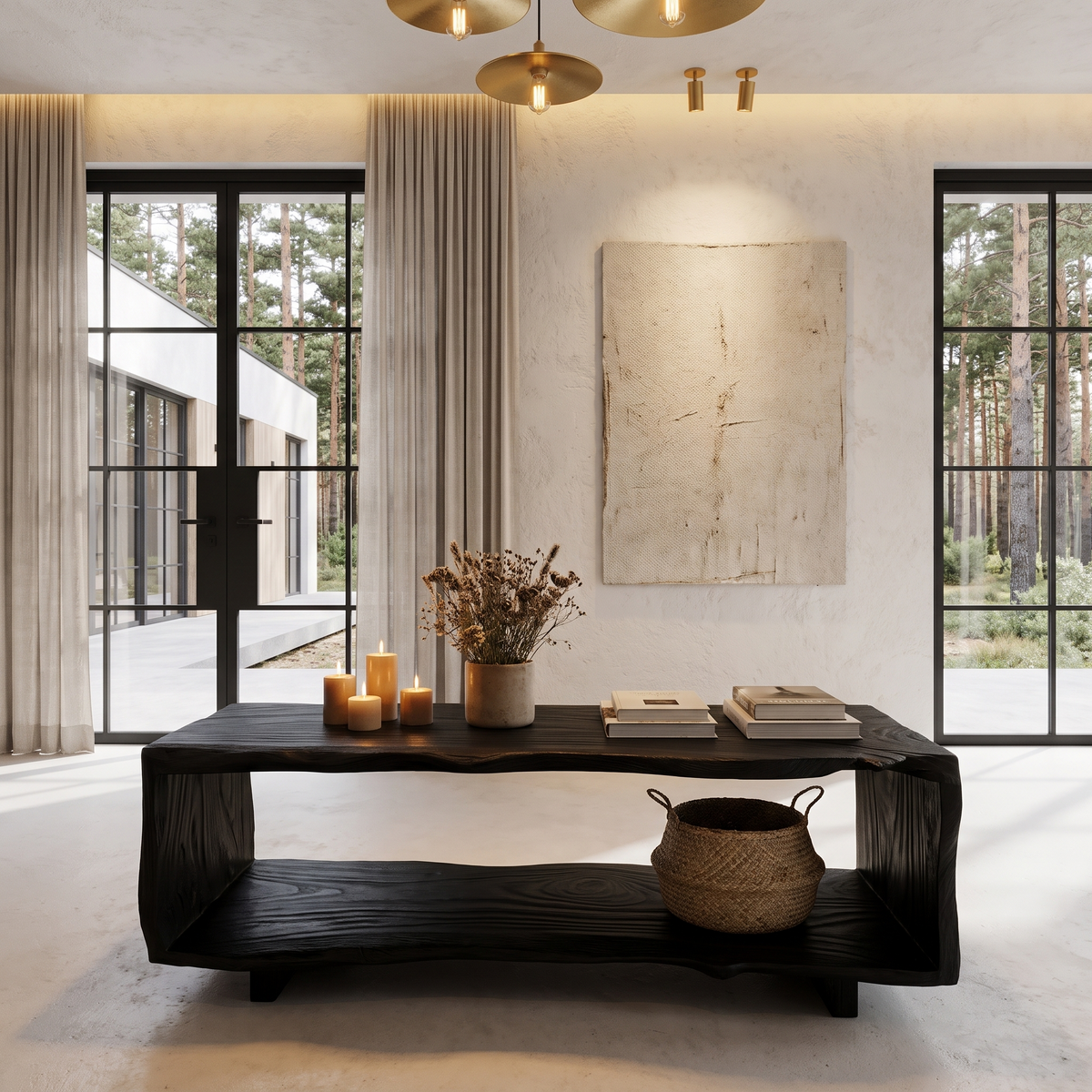 Natural Coffee Table With Bold Live Edge Frame For Living Room