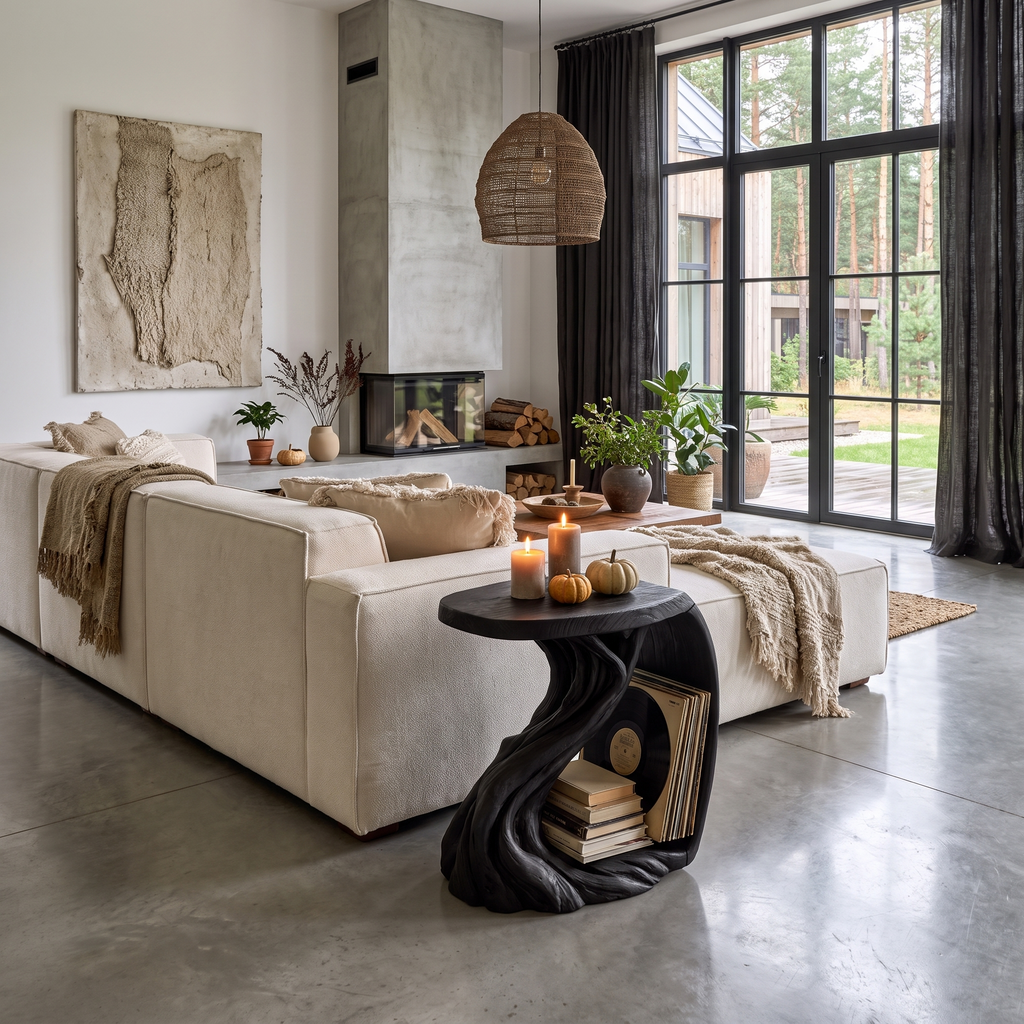 Rustic Beside Table With Halloween Inspired Twisted Base For Living Room