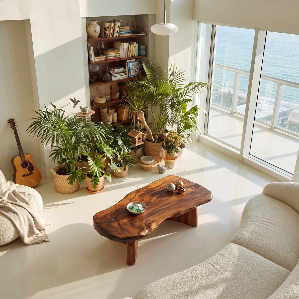 Organic Modern Live Edge Coffee Table With Natural Edge Design For Living Room