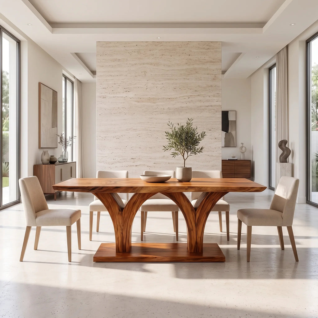 Warm Dining Table Rectangle Dining Room Table Curved Pedestal Base For Dining Room
