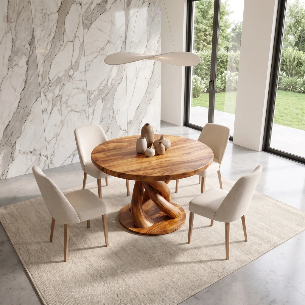 Airy Round Dining Table Dining Room Table Intertwined Base For Kitchen Dining Area
