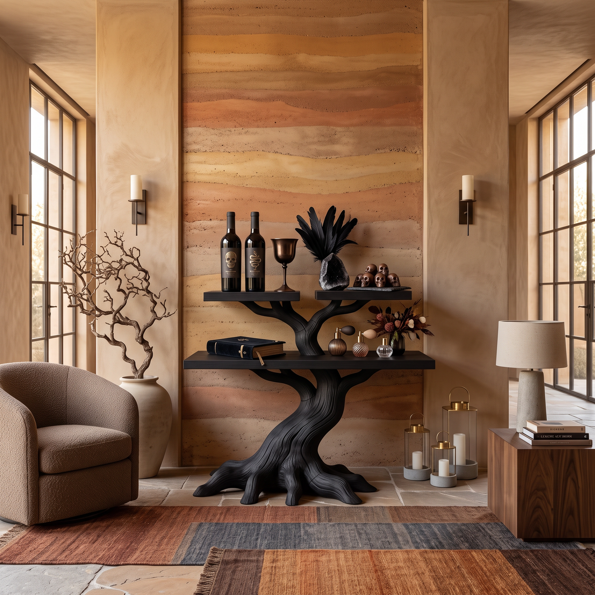 Minimalist Gnarled Tree Console For Vintage Halloween Decor