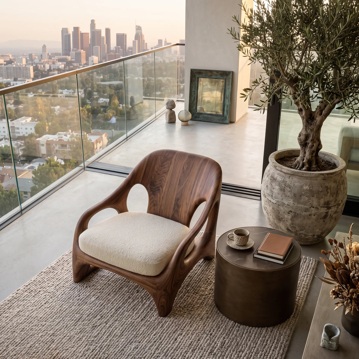 Modern Accent Chair With Organic Loop Frame For Living Room