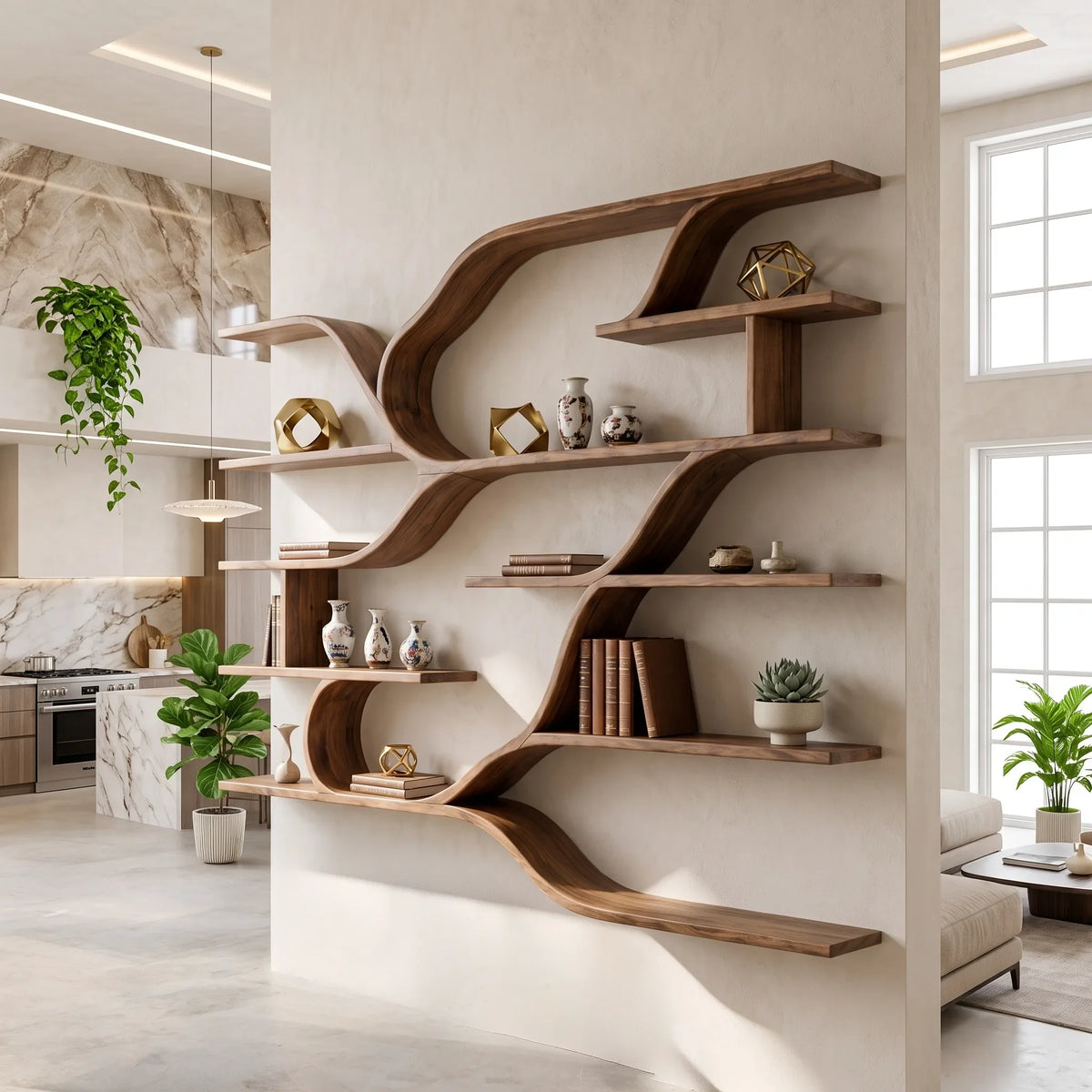 Farmhouse Floating Wood Shelves For Kitchen