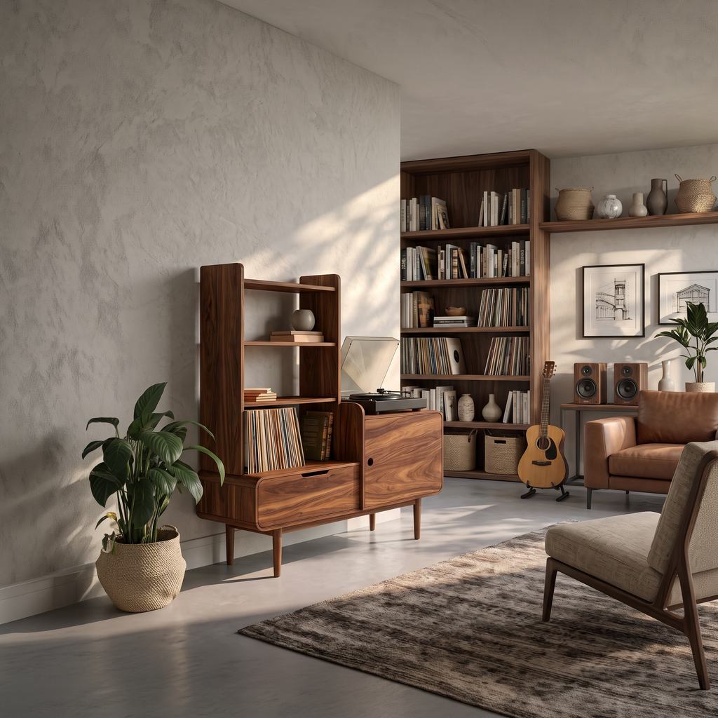 Retro-Inspired Vinyl Record Cabinet For Living Room Or Studio