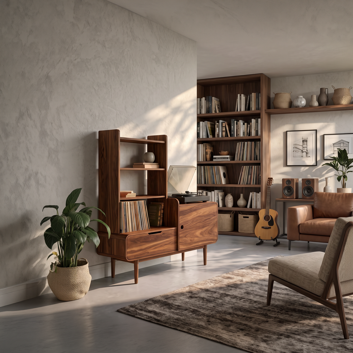 Retro-Inspired Vinyl Record Cabinet For Living Room Or Studio