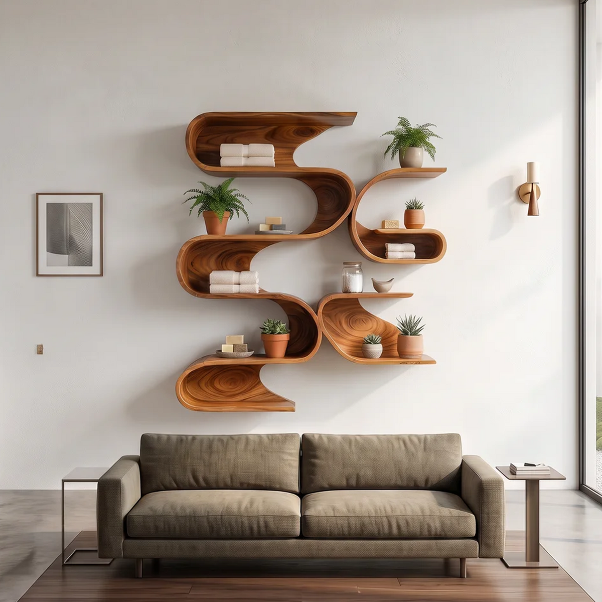 Organic Modern Wall Mounted Shelves For Bathroom