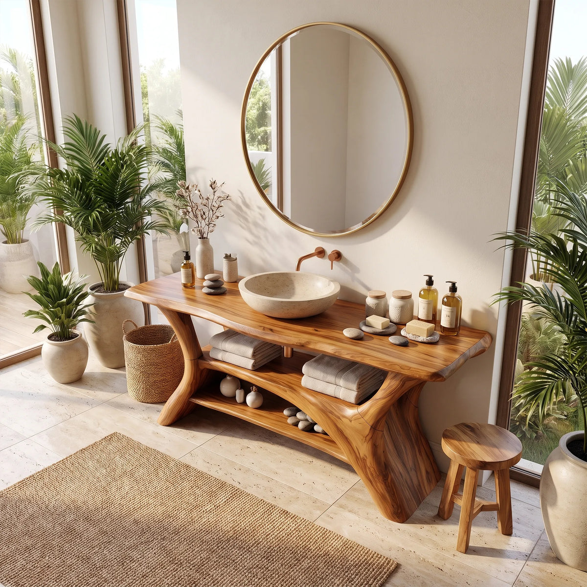 Refined Modern Bathroom Vanity Bathroom Vanity With Sink Wooden Bathroom Vanity Dual Open Shelves For Primary Bathroom